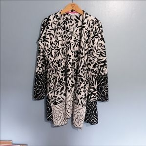 Isaac Mizrahi live floral jacquard cascade open cardigan size XXS.
